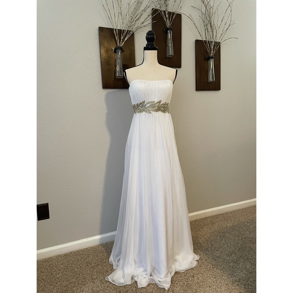 LaFemme Grecian strapless empire waist gown - Picture 2 of 12